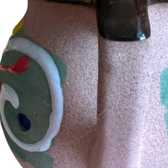 Collectible Mexican Clay Coffee Mug Hand-Painted Folk Art Floral Jarrito Pottery - Picture 8 of 8